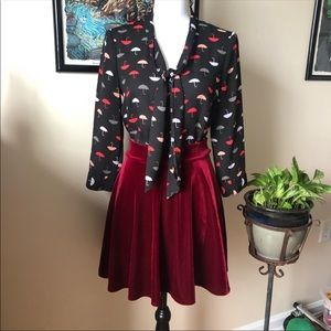 Velvet Burgundy Skirt